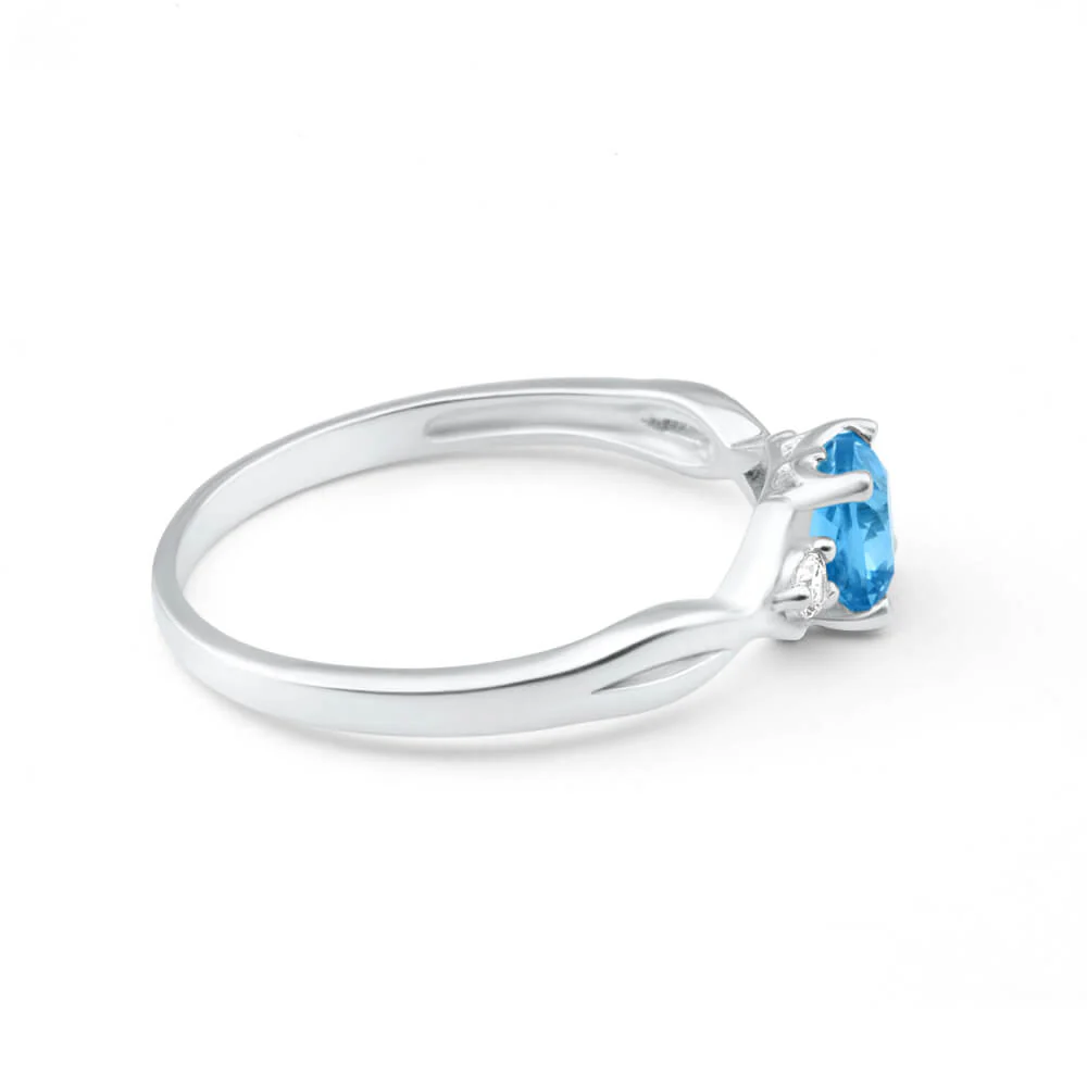 Sterling Silver Blue Cubic Zirconia Ring - Image 2
