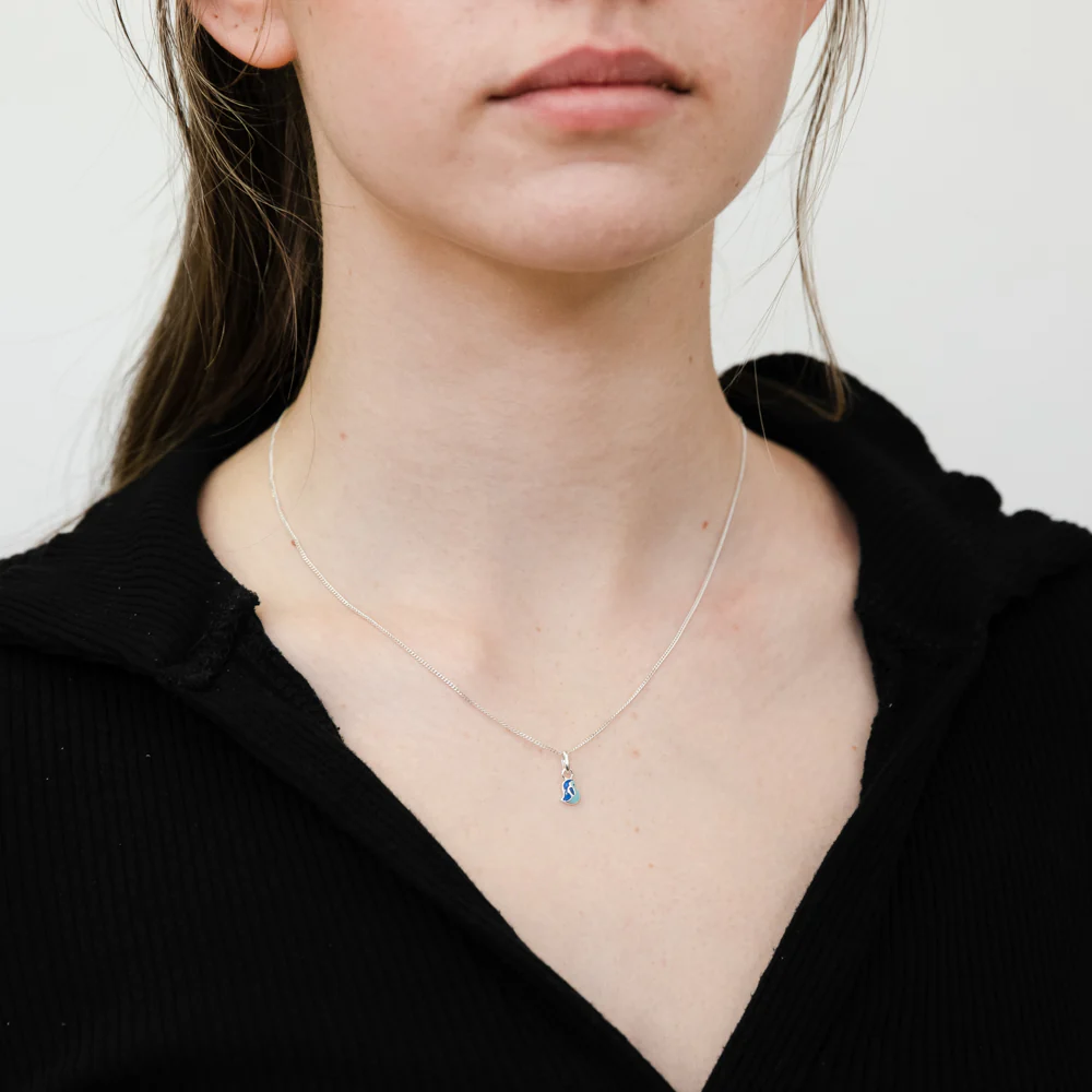 Sterling Silver Blue Enamel Small Bird Charm Pendant - Image 2