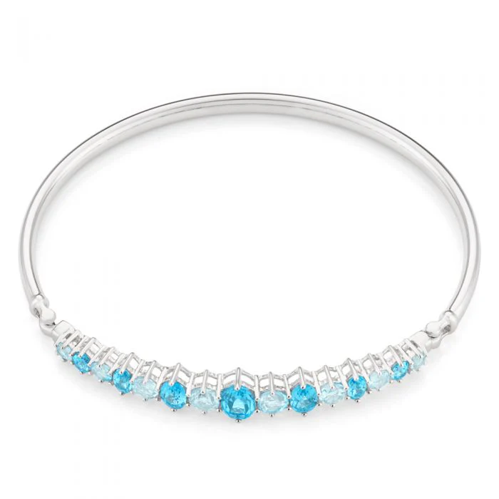 Sterling Silver Blue Topaz Bangle 65mm Diameter - Image 2
