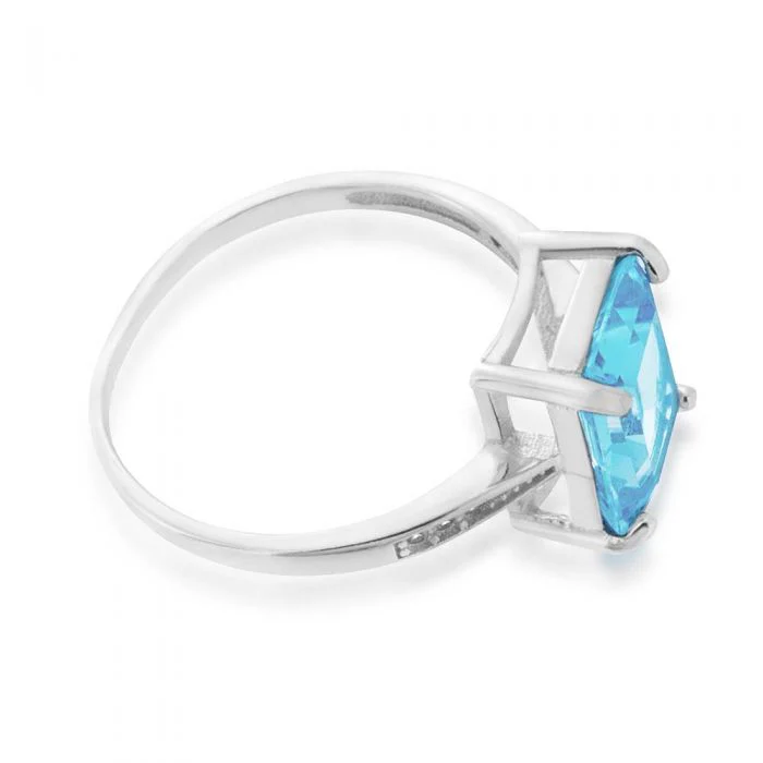 Sterling Silver Blue Topaz Ring with Zirconia Accent - Image 2