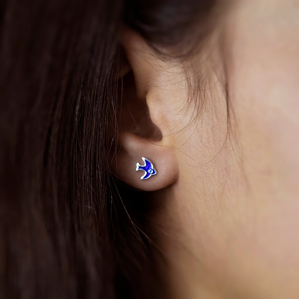 Sterling Silver Bluebird Stud Earrings - Image 2