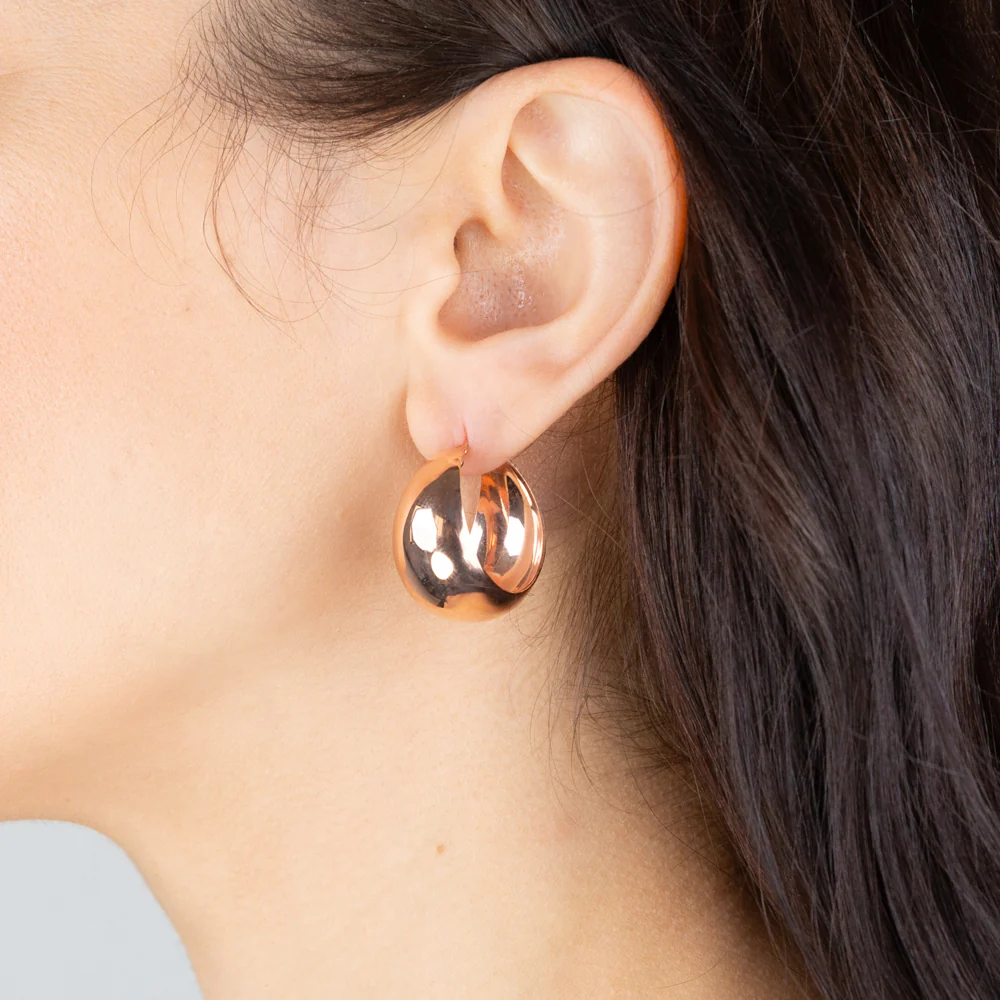 Sterling Silver Broad Pink Plated 20mm Hoop Earrings - Image 2