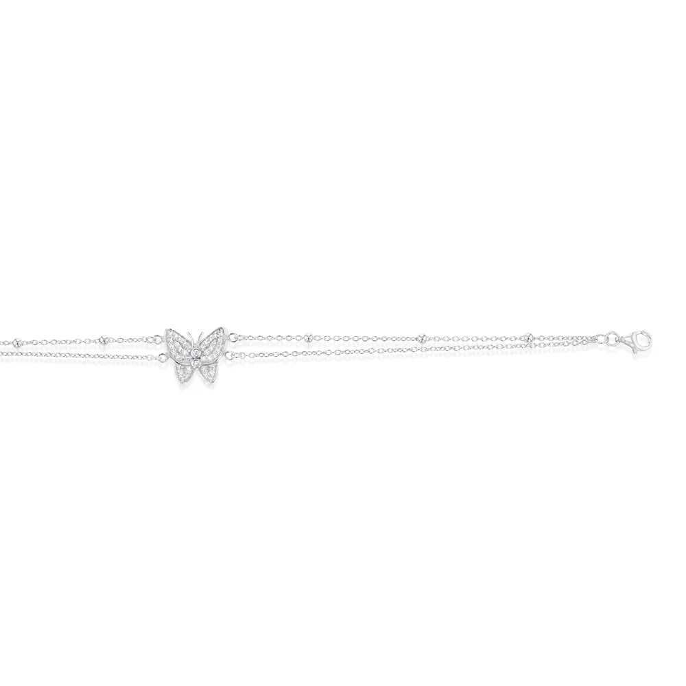Sterling Silver Butterfly 27cm Anklet - Image 2