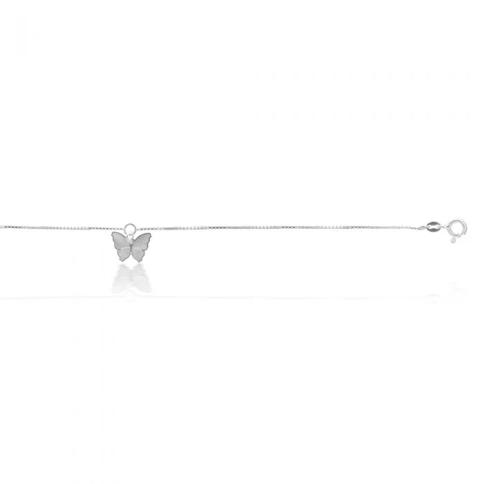 Sterling Silver Butterfly Charm 25cm Anklet - Image 2