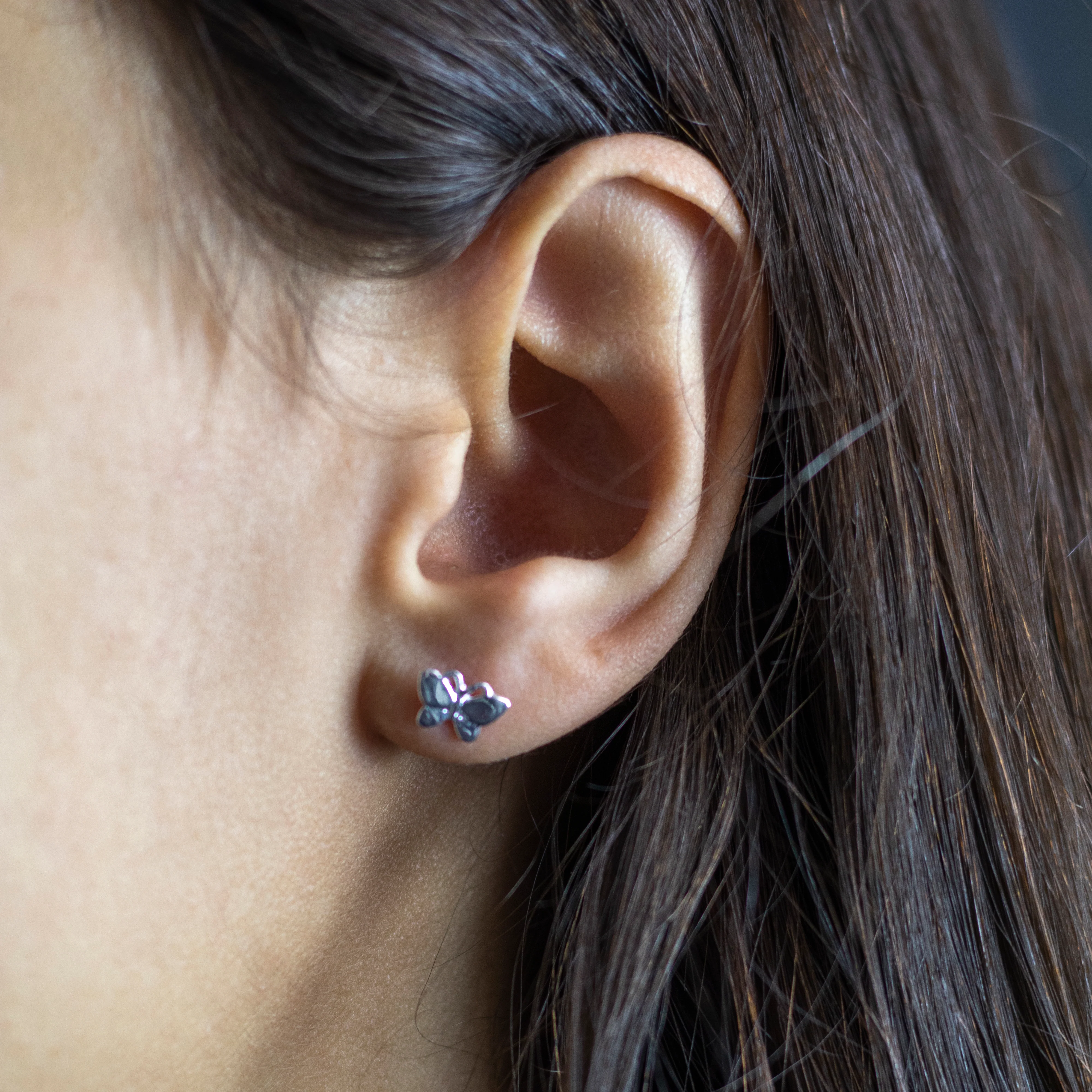 Sterling Silver Butterfly Stud Earrings - Image 2