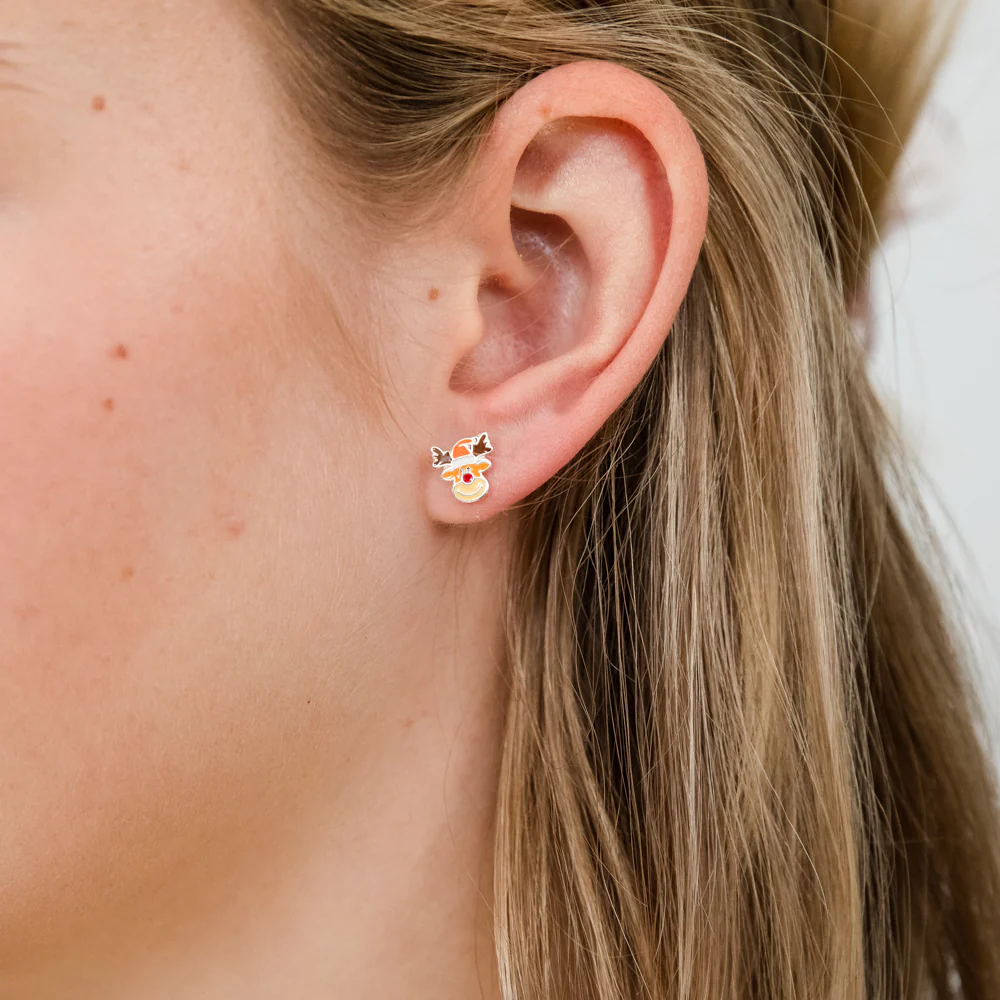 Sterling Silver Christmas Reindeer Stud Earrings - Image 2