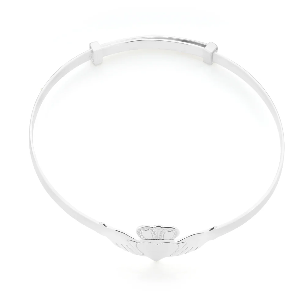 Sterling Silver Claddagh Expandable Baby Bangle - Image 2