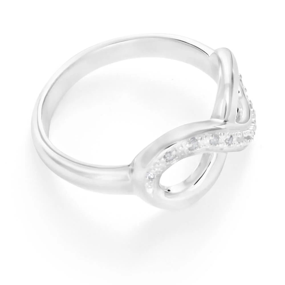 Sterling Silver Classic Infinity Diamond Ring - Image 2