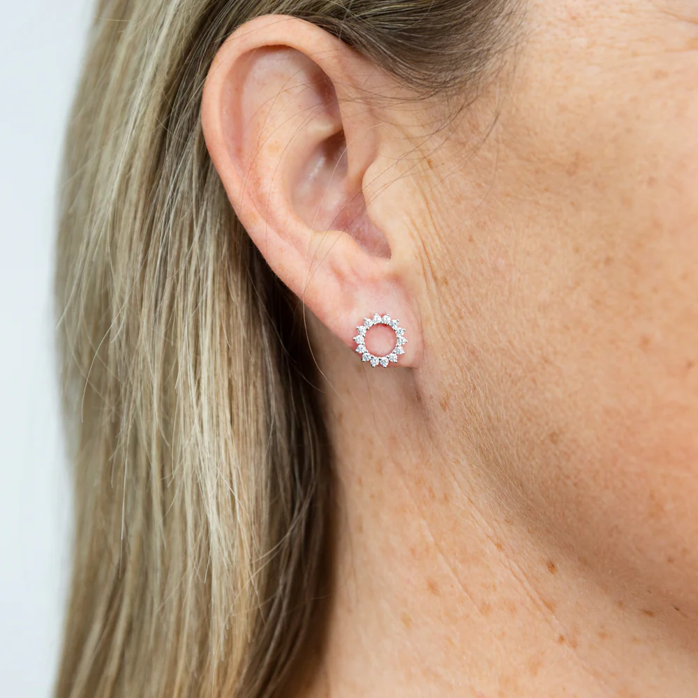 Sterling Silver Claw Set Circle of Life Stud Earrings - Image 3