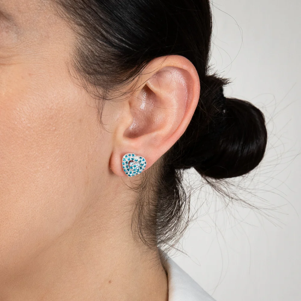 Sterling Silver Coloured Cubic Zirconia Pear Shaped Stud Earrings - Image 2