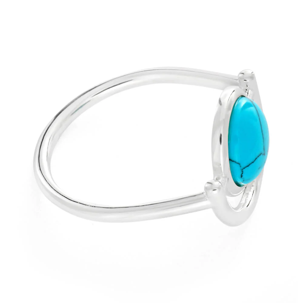 Sterling Silver Created Turquoise Dome Ring - Image 2