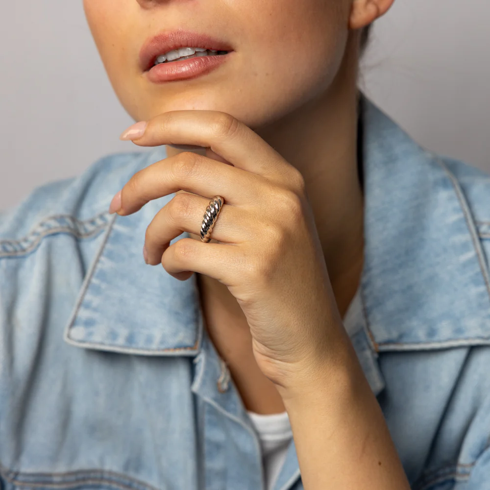 Sterling Silver Croissant Dome Ring - Image 3