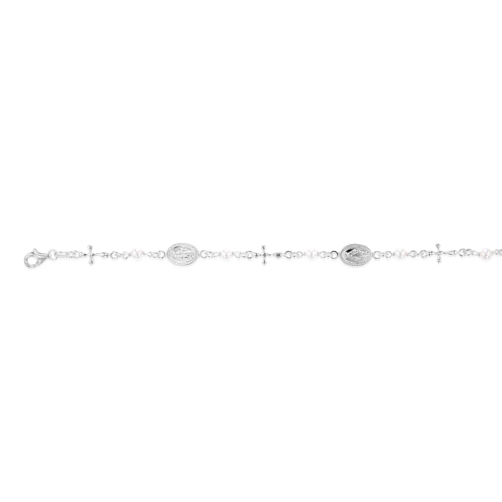Sterling Silver Cross And Medallion 16+3cm Bracelet - Image 2