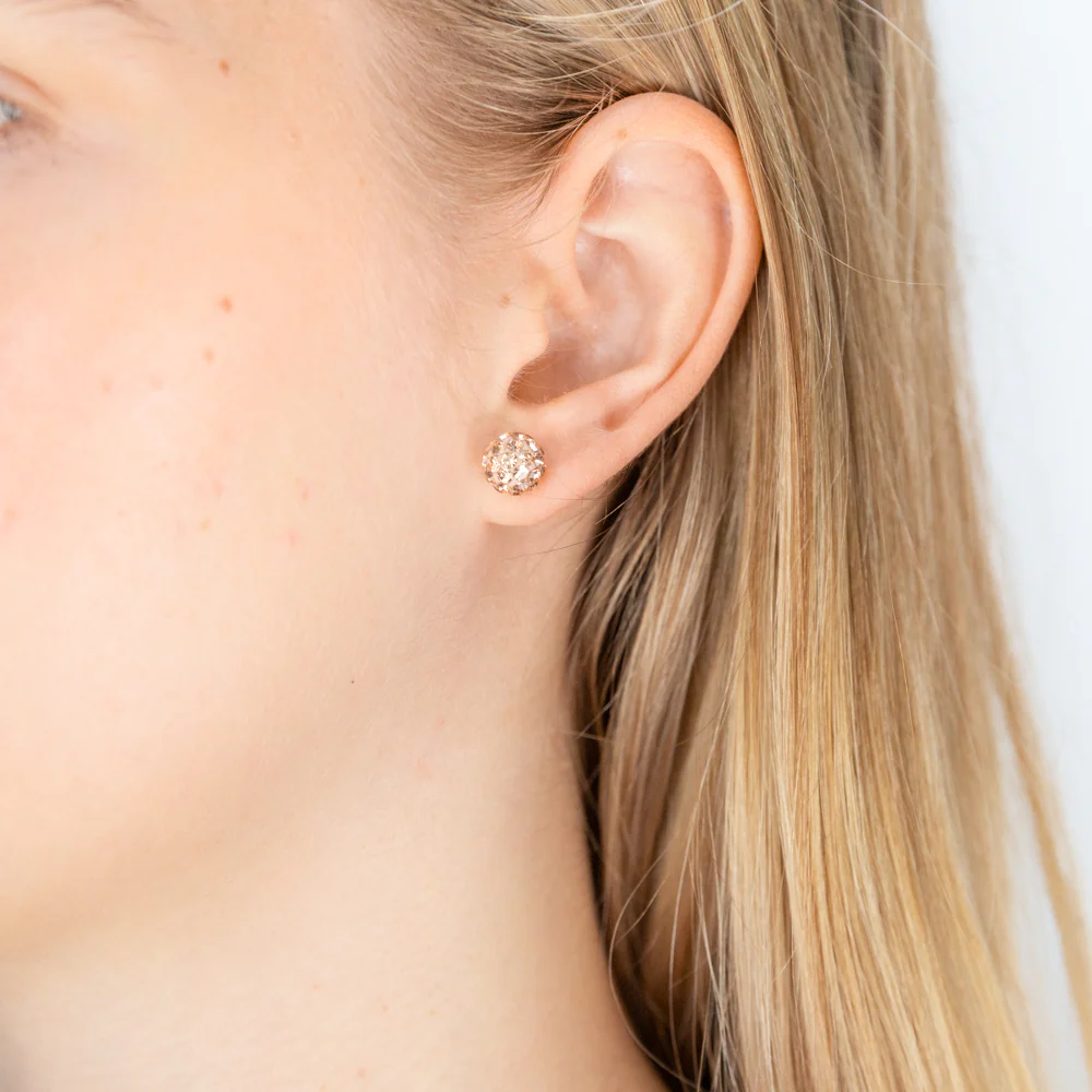 Sterling Silver Crystal Peach Stud Earrings - Image 2