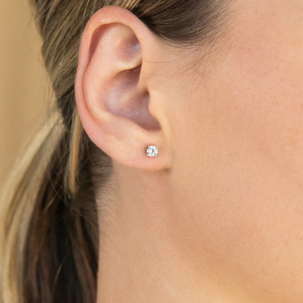 Sterling Silver Cubic Zirconia 4mm Solitaire Stud Earrings - Image 2