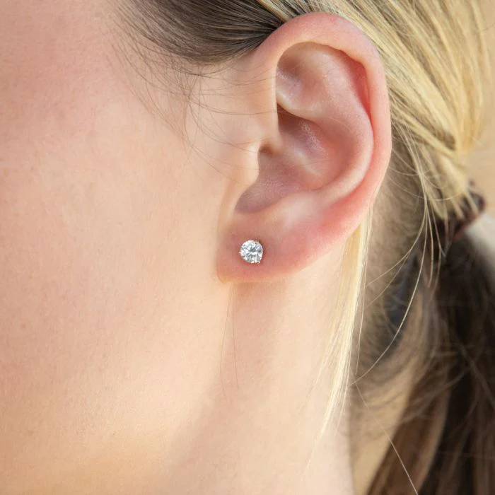 Sterling Silver Cubic Zirconia 5mm Solitaire Stud Earrings - Image 2