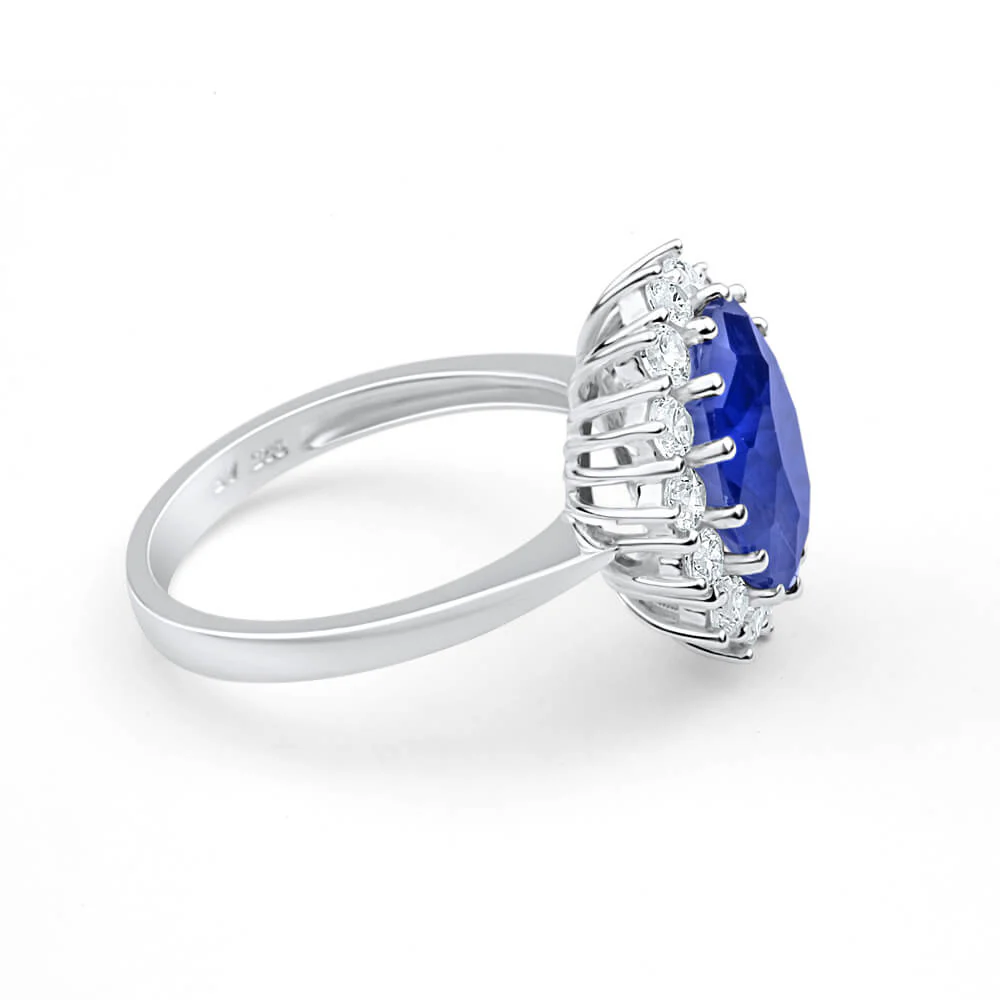 Sterling Silver Cubic Zirconia Border White Princess Ring - Image 2