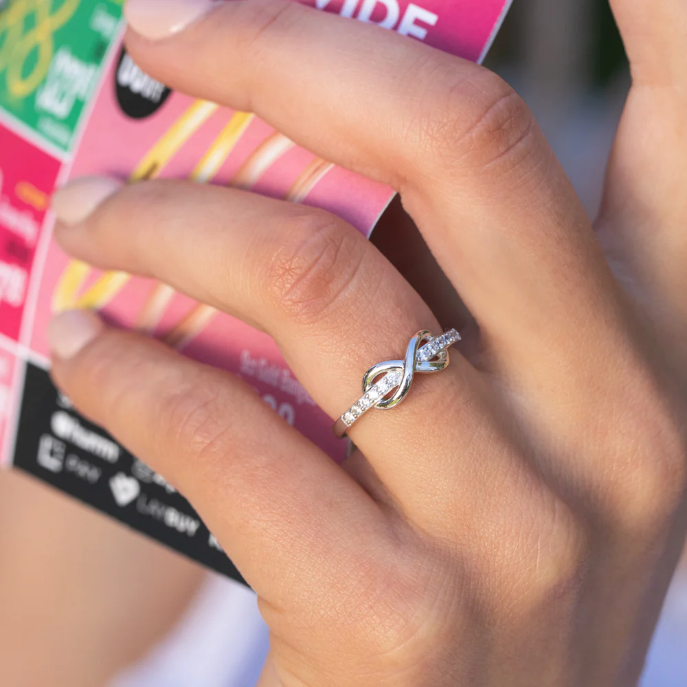 Sterling Silver Cubic Zirconia Channel Set Infinity Ring - Image 2