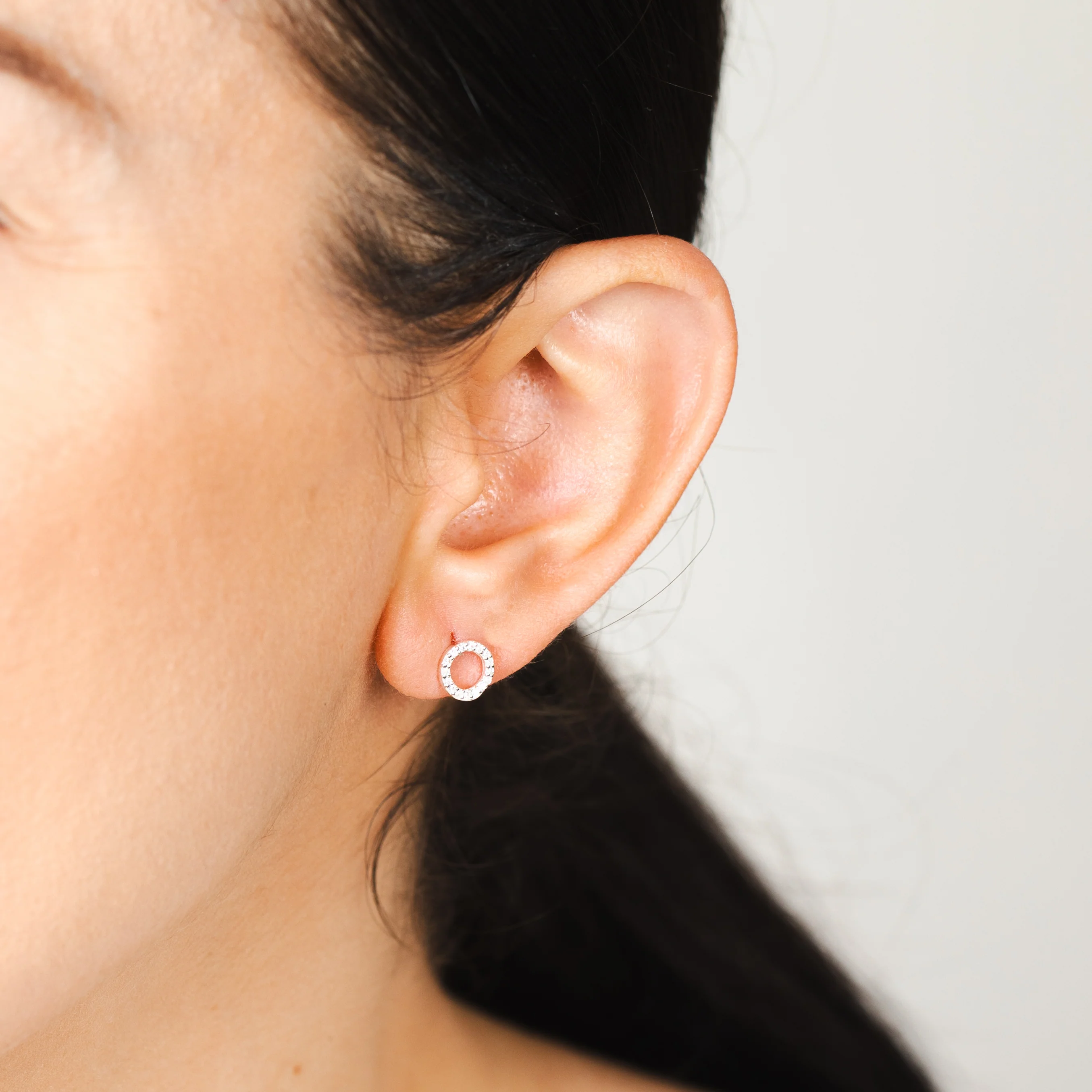Sterling Silver Cubic Zirconia Circle Of Life Stud Earrings - Image 2