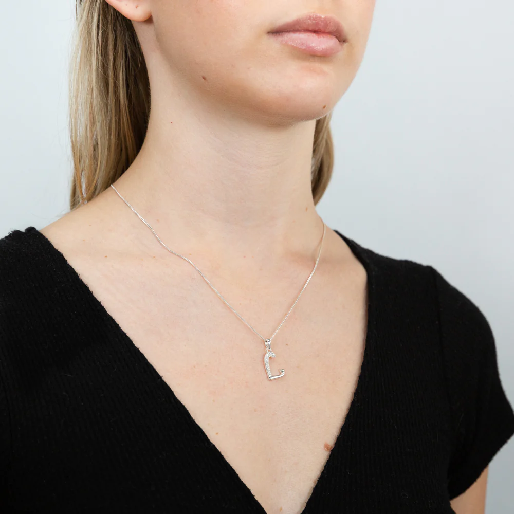 Sterling Silver Cubic Zirconia Cursive Initial "L" Pendant - Image 2