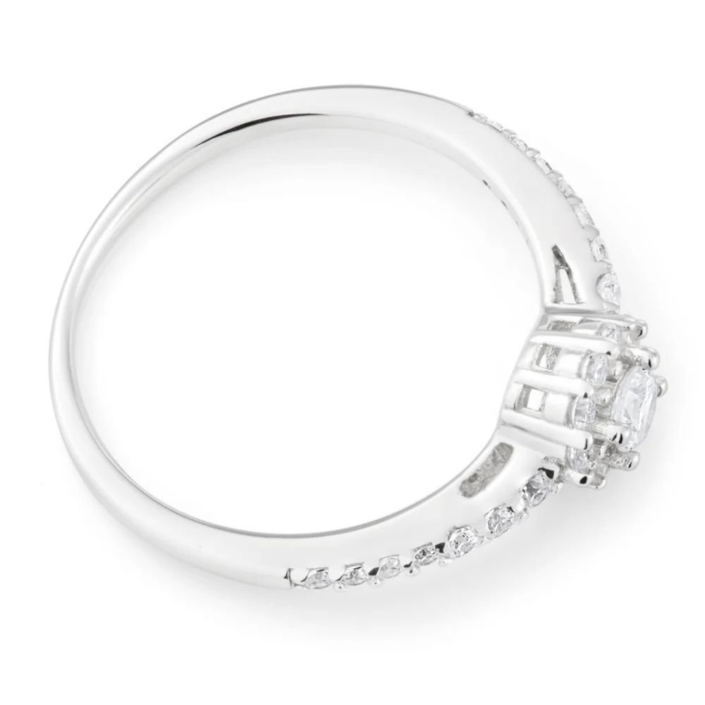 Sterling Silver Cubic Zirconia Cut Halo Ring - Image 2