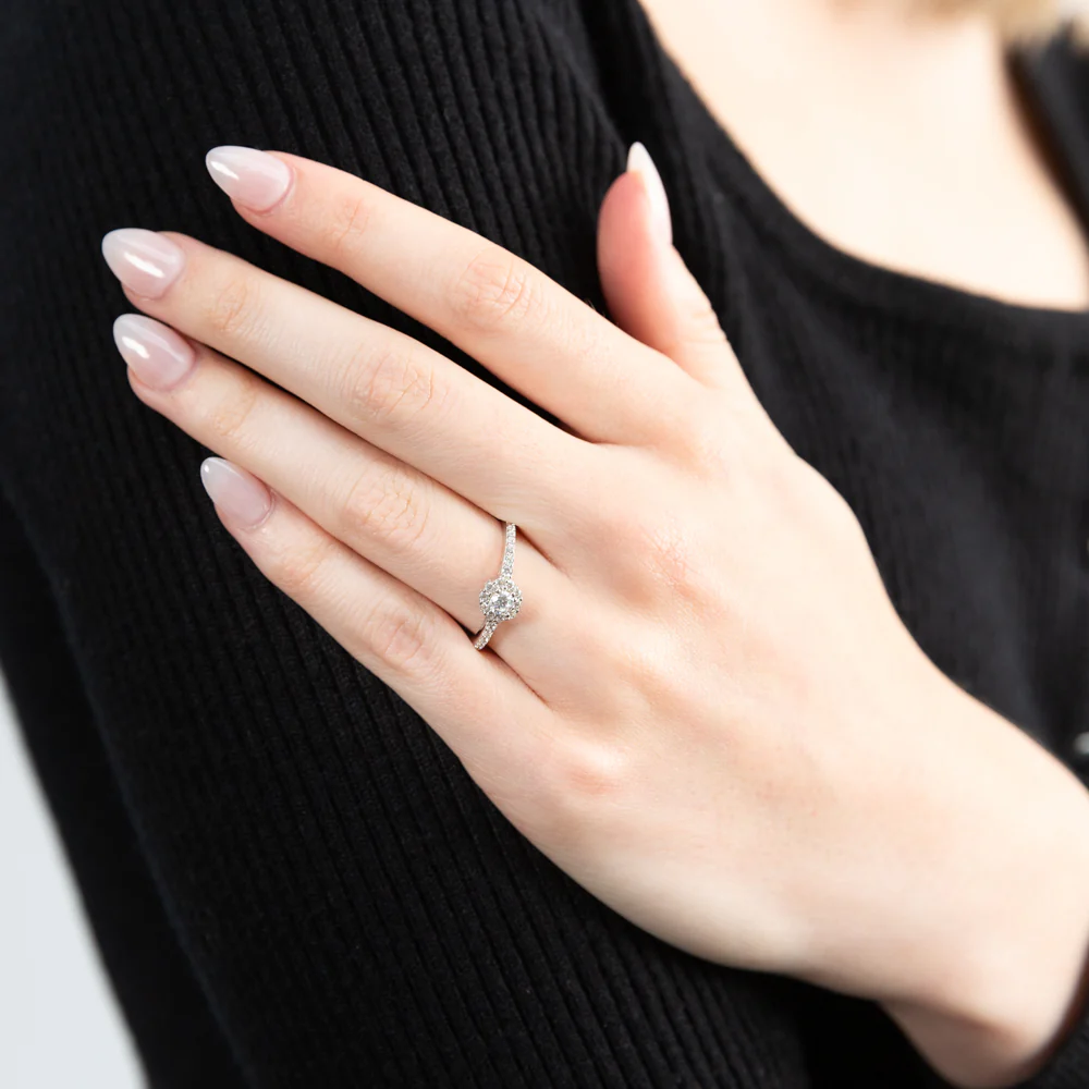 Sterling Silver Cubic Zirconia Cut Halo Ring - Image 3
