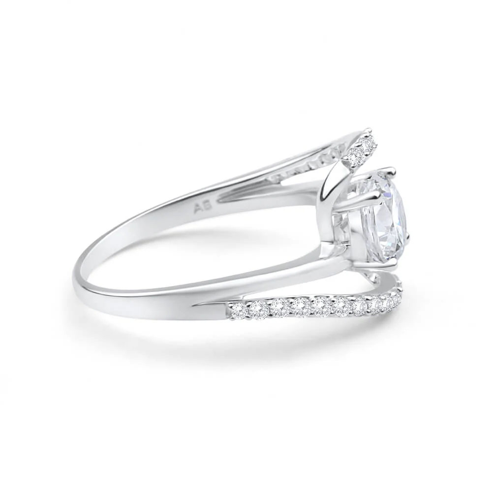 Sterling Silver Cubic Zirconia Fancy Swirl Ring - Image 2