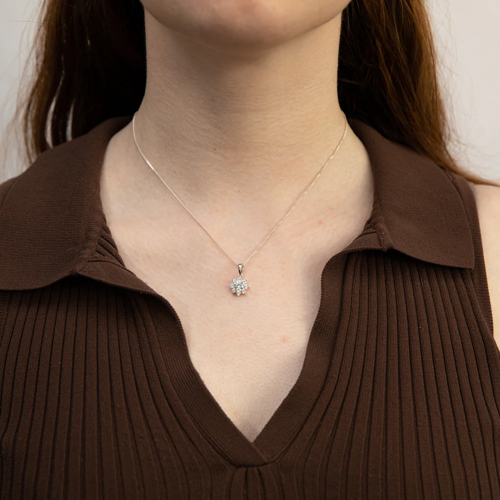 Sterling Silver Cubic Zirconia Flower Pendant - Image 2