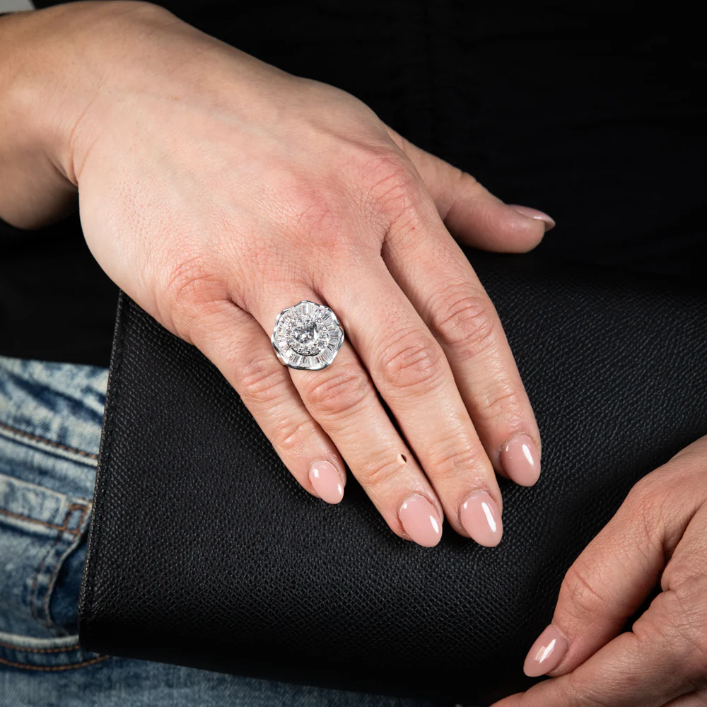 Sterling Silver Cubic Zirconia Flower Ring - Image 3
