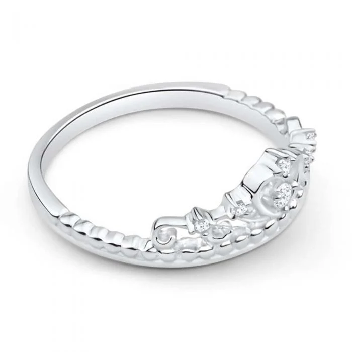 Sterling Silver Cubic Zirconia Heart Crown Ring  *Resize 1-2 Sizes* - Image 2