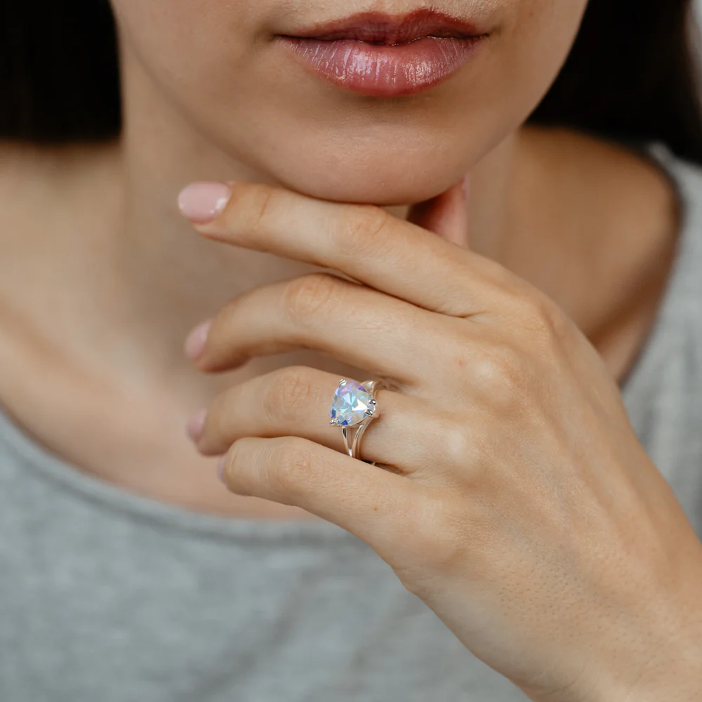 Sterling Silver Cubic Zirconia Heart Ring - Image 3