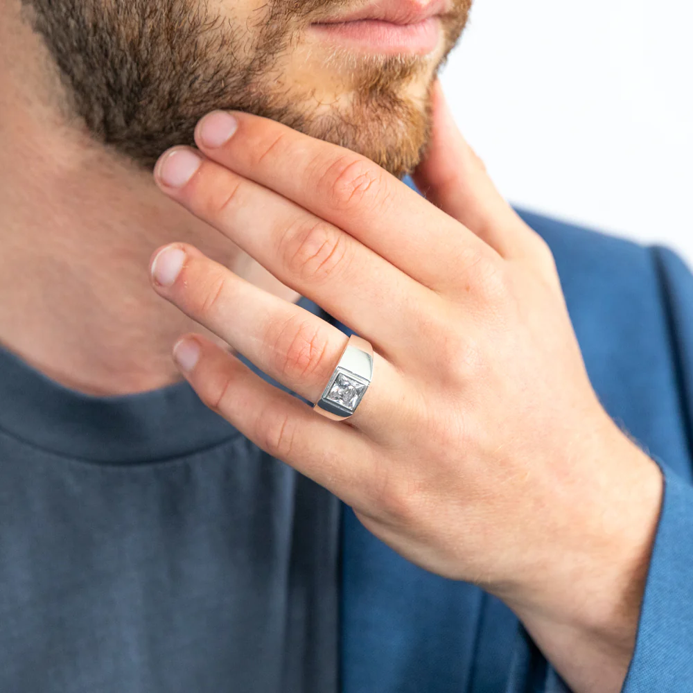 Sterling Silver Cubic Zirconia In Square Ring - Image 3