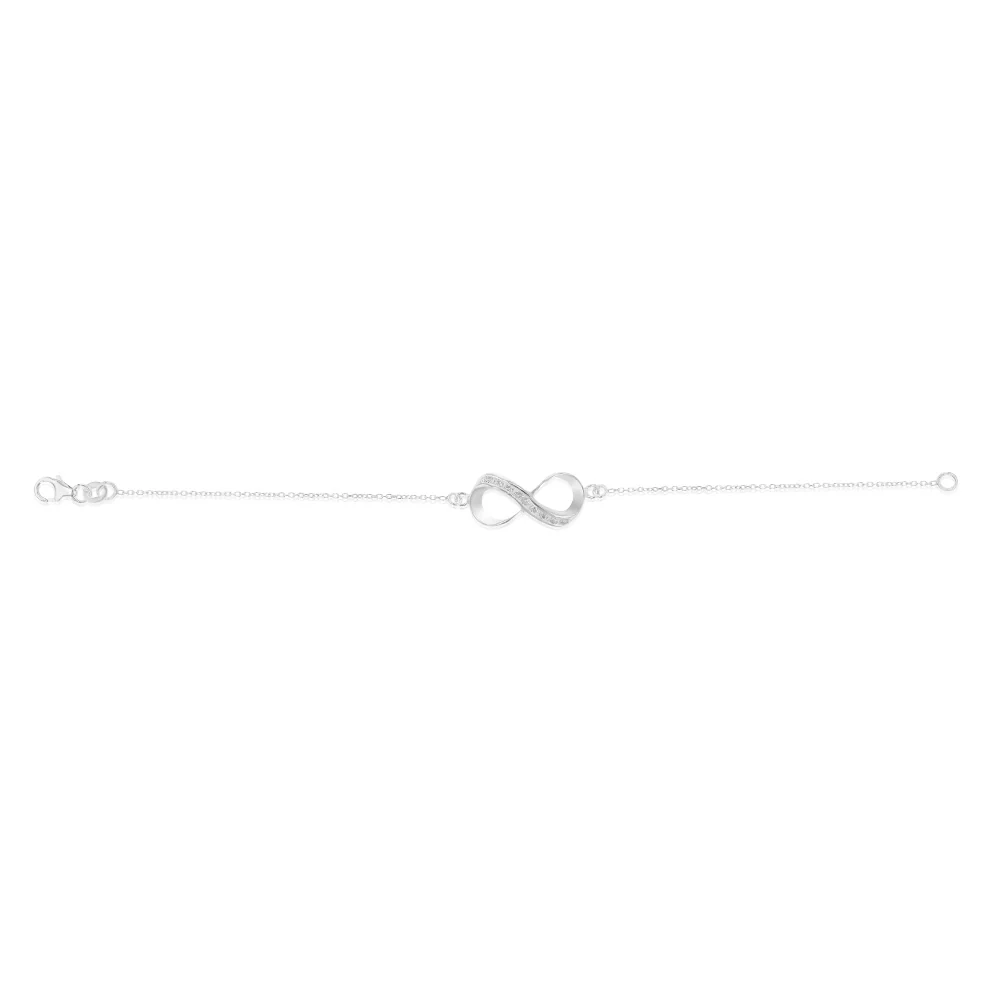 Sterling Silver Cubic Zirconia Infinity Trace Bracelet 19cm - Image 2