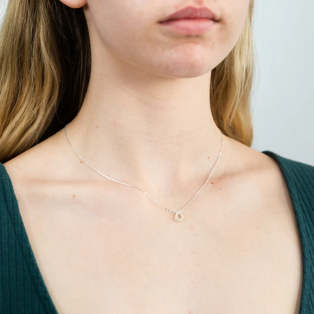 Sterling Silver Cubic Zirconia Initial "D" Pendant On 39+3cm Chain - Image 2