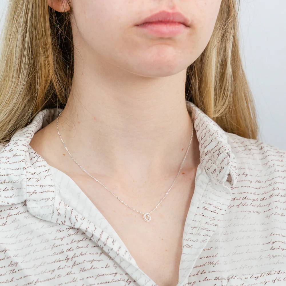 Sterling Silver Cubic Zirconia Initial "G" Pendant On 39+3cm Chain - Image 2