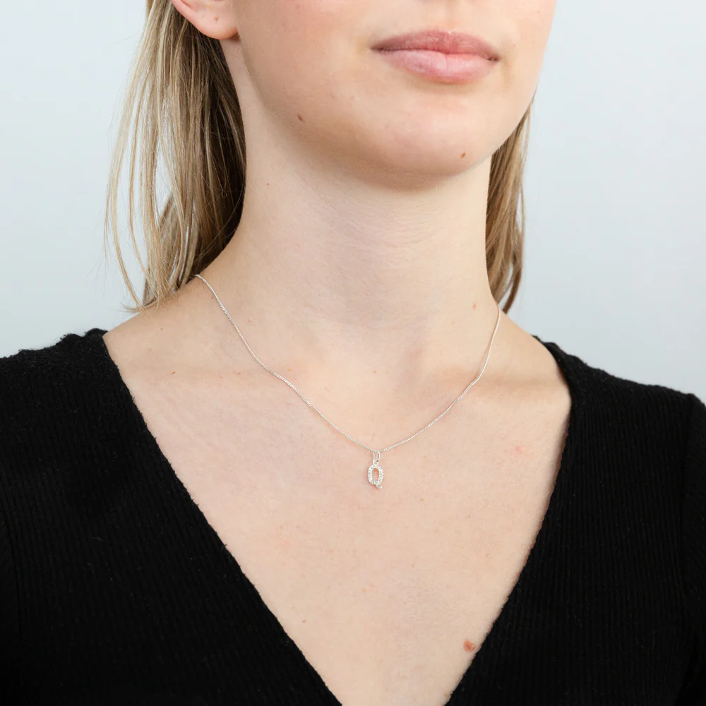 Sterling Silver Cubic Zirconia Initial "Q' Pendant - Image 2