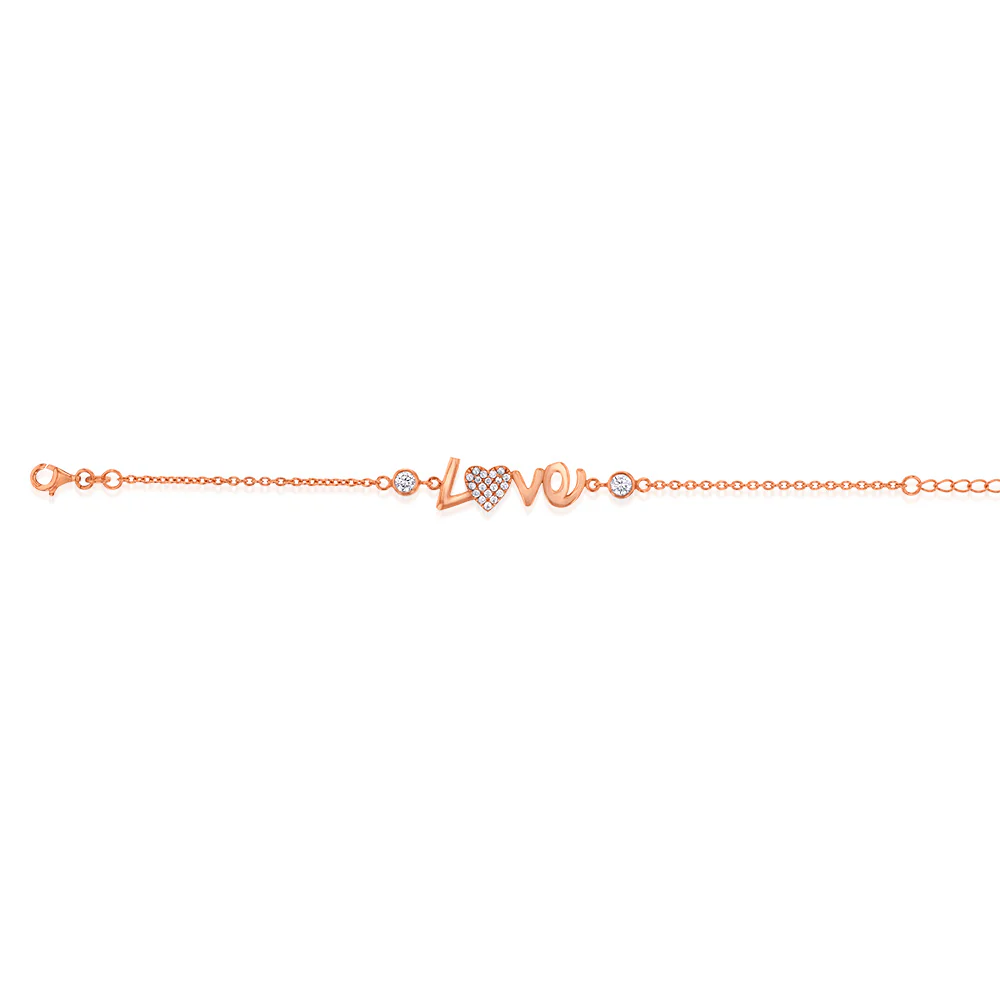 Sterling Silver Cubic Zirconia Love 19cm Bracelet - Image 2