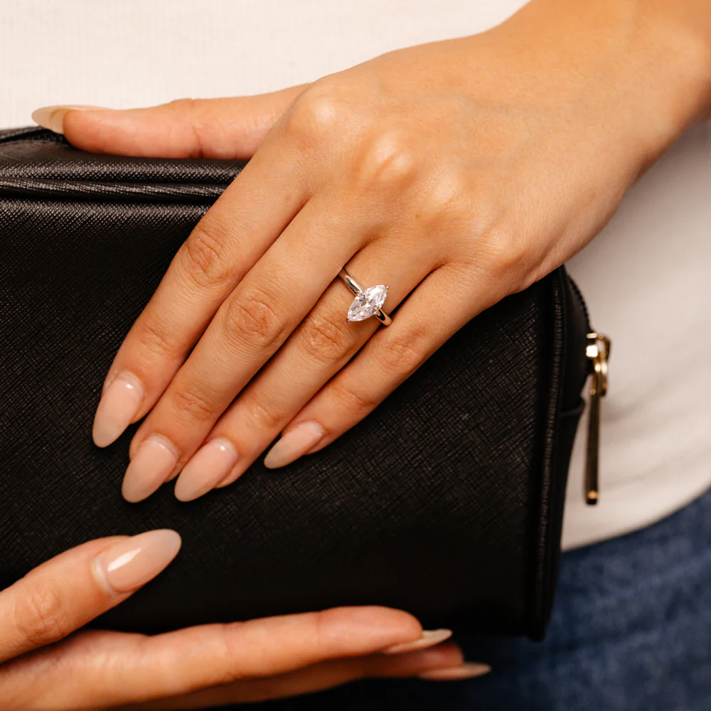 Sterling Silver Cubic Zirconia Marquise Ring - Image 3