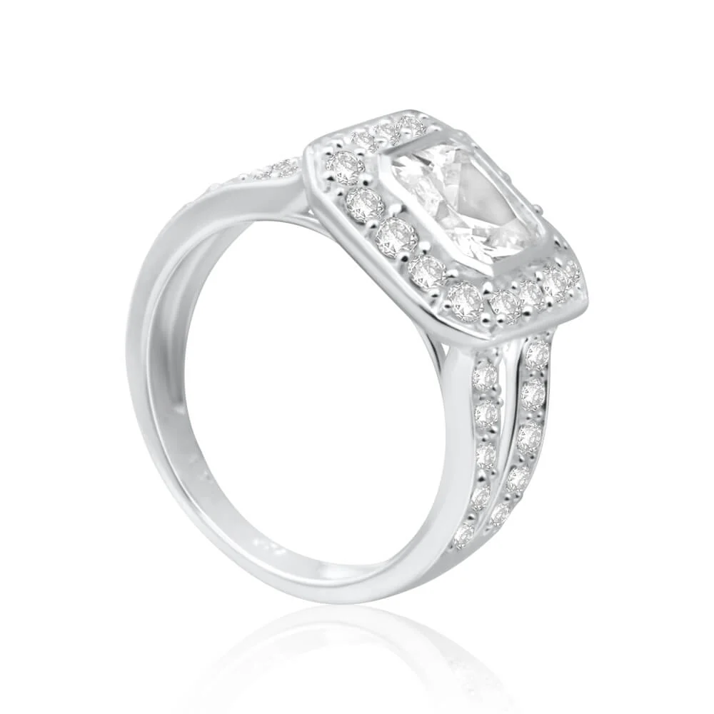 Sterling Silver Cubic Zirconia Octagon Ring - Image 2
