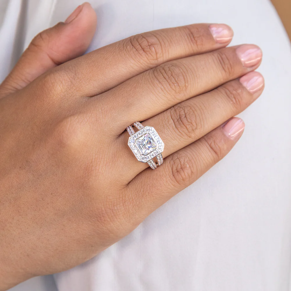 Sterling Silver Cubic Zirconia Octagon Ring - Image 3