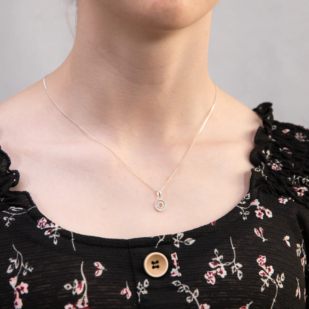 Sterling Silver Cubic Zirconia On Circle Pendant - Image 2