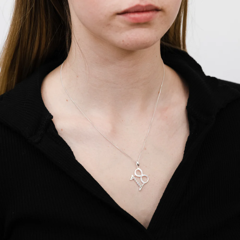 Sterling Silver Cubic Zirconia On Number "18" Pendant - Image 2