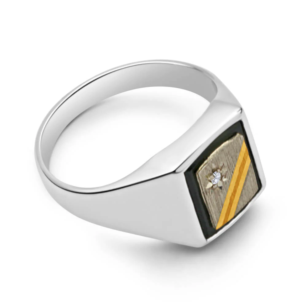 Sterling Silver Cubic Zirconia + Onyx Gents Ring - Image 2