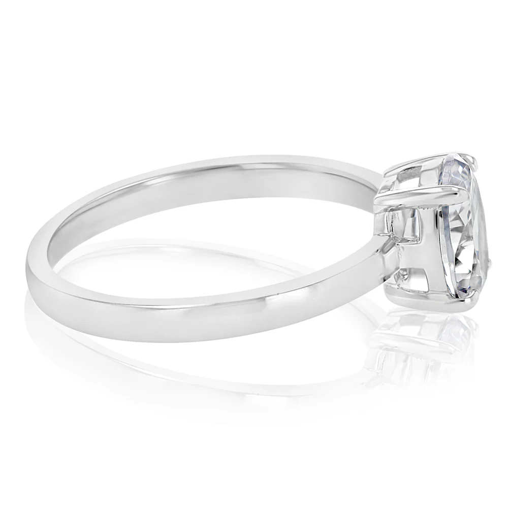 Sterling Silver Cubic Zirconia Oval Ring - Image 2