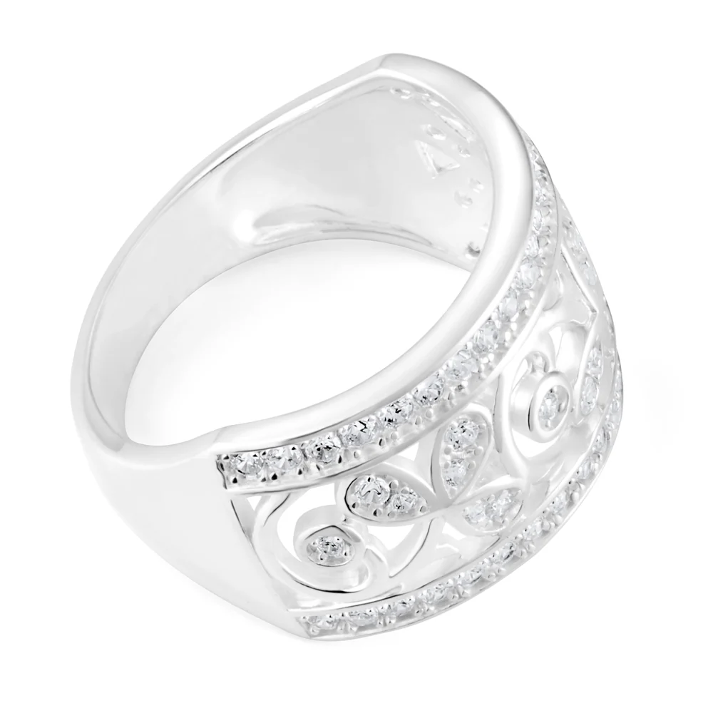 Sterling Silver Cubic Zirconia Pattern Ring - Image 2