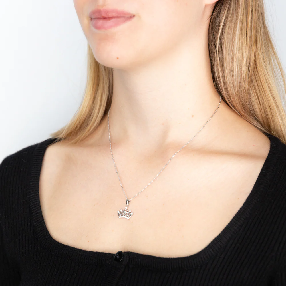 Sterling Silver Cubic Zirconia Princess Crown Pendant - Image 2