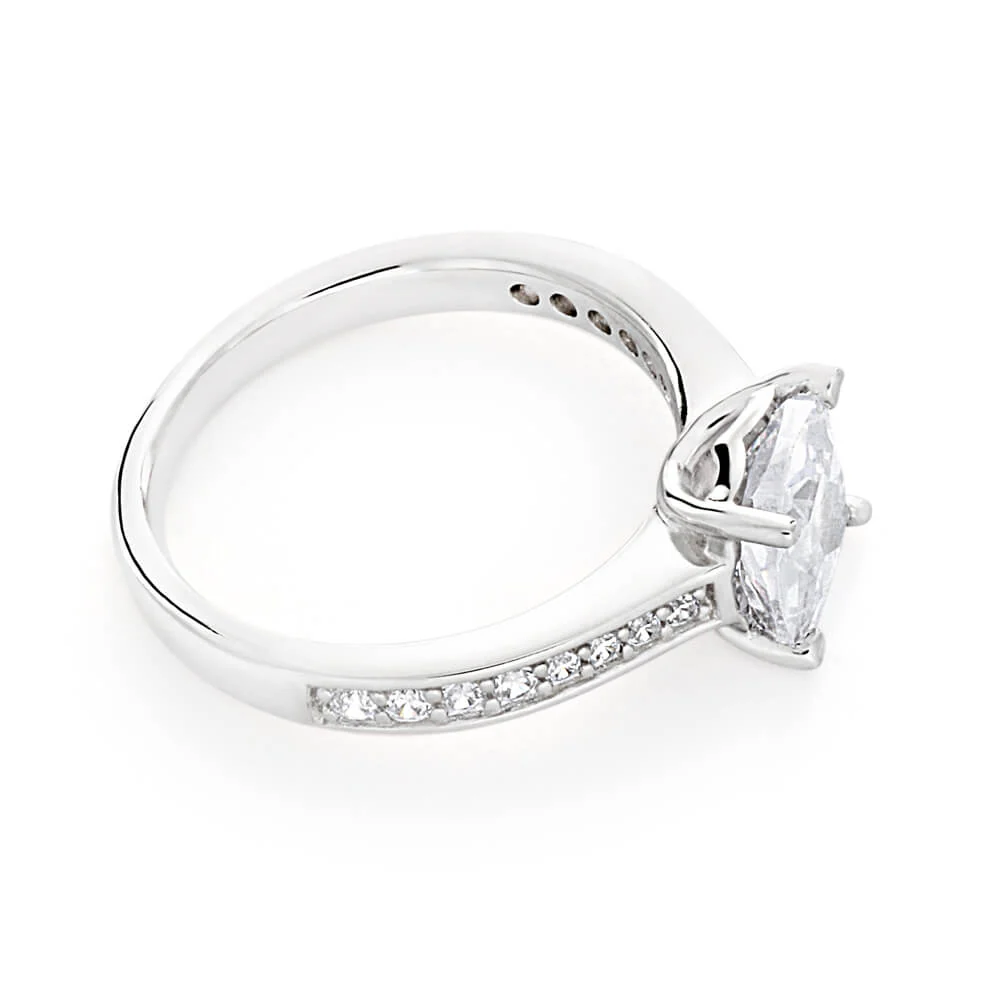 Sterling Silver Cubic Zirconia Princess Cut Channel Ring - Image 2