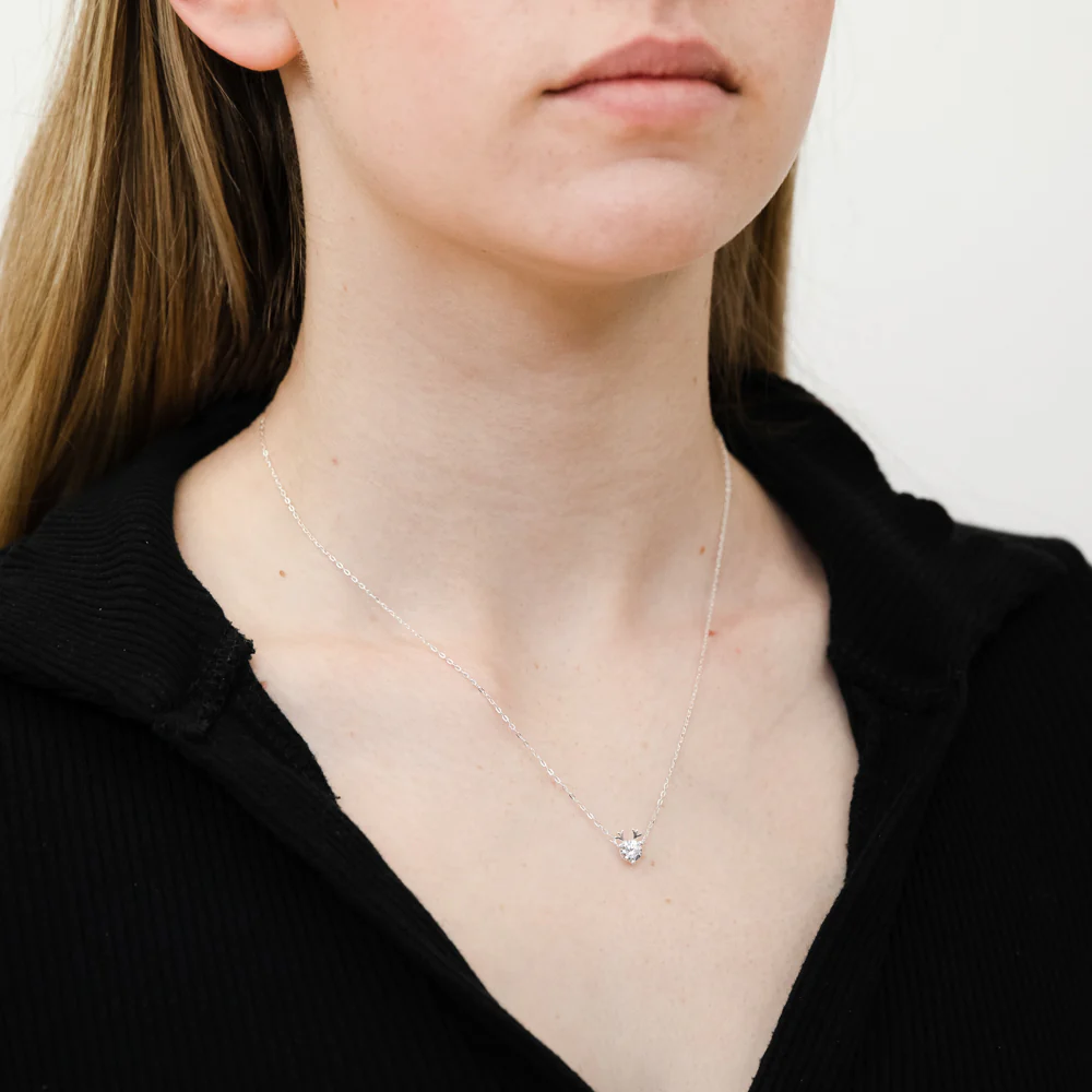 Sterling Silver Cubic Zirconia Reindeer Pendant On 45cm Chain - Image 2