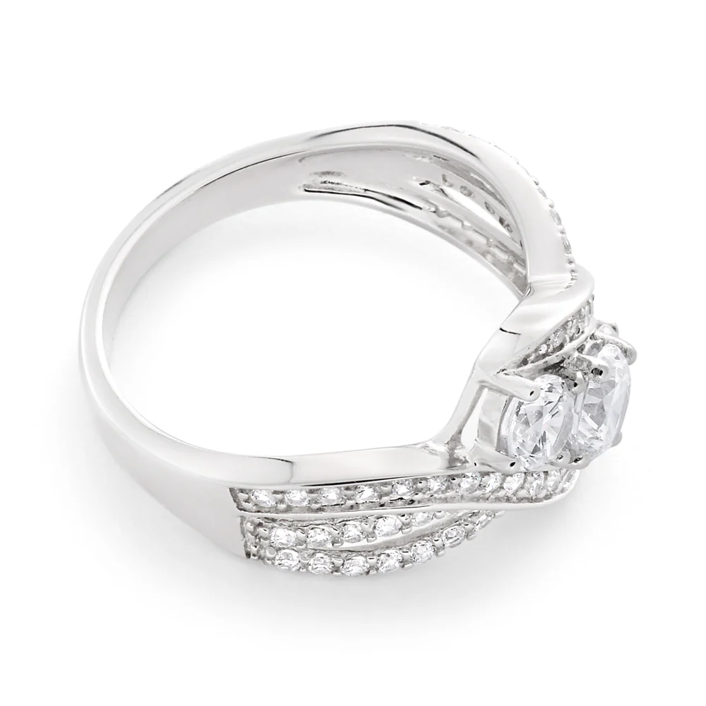 Sterling Silver Cubic Zirconia Ring Rhodium Plated - Image 2
