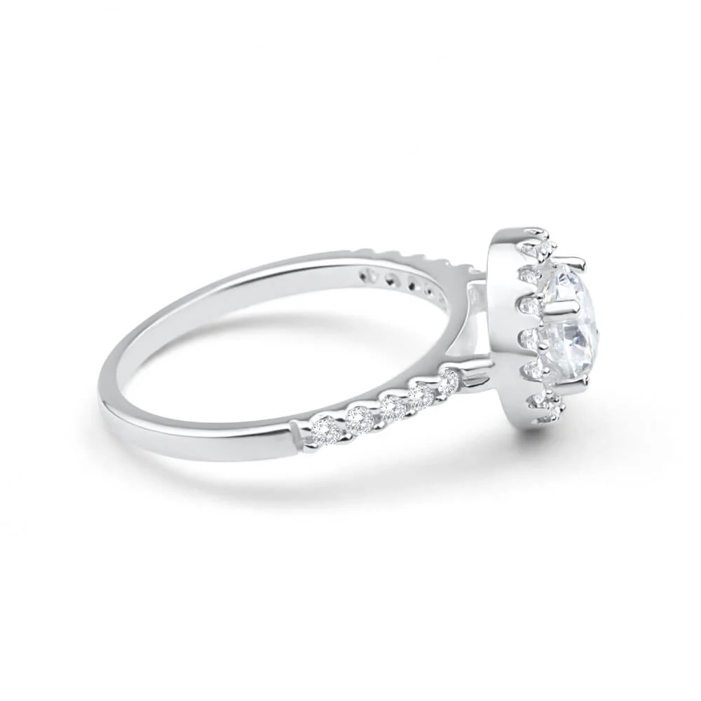 Sterling Silver Cubic Zirconia Round Claw Ring - Image 2